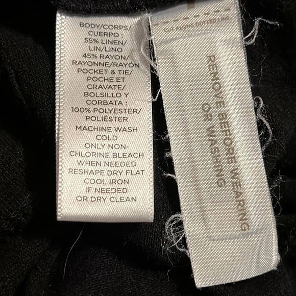 Lou & Grey Women's Black Linen Blend Tie Back Pockets Shift Dress Small *Pinhole - Picture 10 of 10